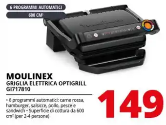 Comet MOULINEX GRIGLIA ELETTRICA OPTIGRILL GI717810 offerta