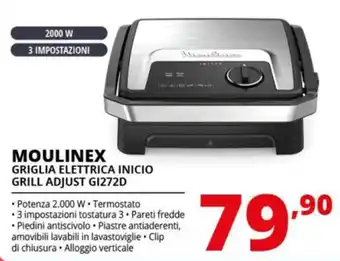 Comet MOULINEX GRIGLIA ELETTRICA INICIO GRILL ADJUST GI272D offerta