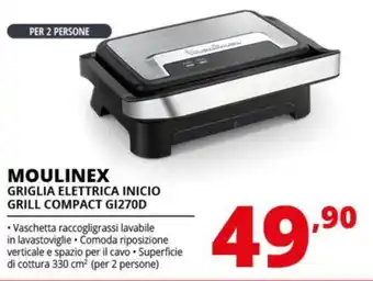 Comet MOULINEX GRIGLIA ELETTRICA INICIO GRILL COMPACT G1270D offerta