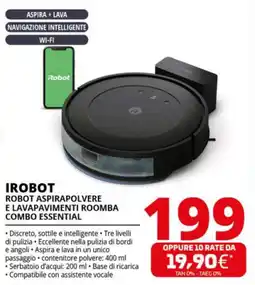 Comet Irobot robot aspirapolvere e lavapavimenti roomba combo essential offerta