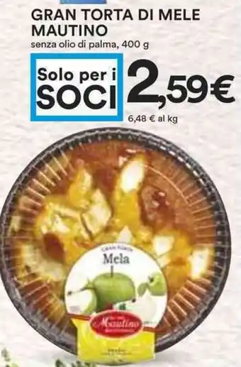 Coop Gran torta di mele mautino senza olio di palma, offerta