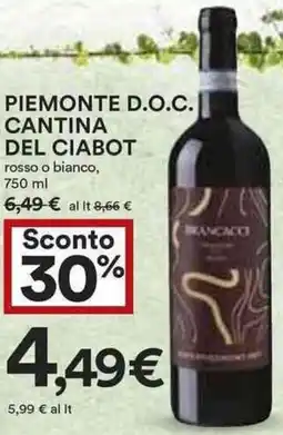 Coop Piemonte d.o.c. cantina del ciabot rosso o bianco, offerta