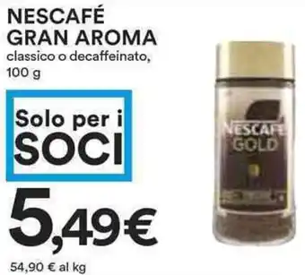 Coop Nescafé gran aroma classico o decaffeinato, offerta