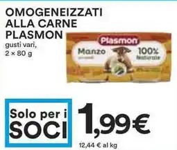 Coop Omogeneizzati alla carne plasmon gusti vari, offerta