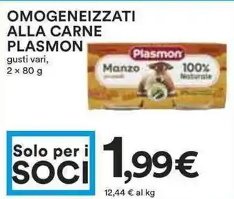 Coop Omogeneizzati alla carne plasmon gusti vari, offerta