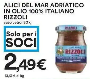 Coop Alici del mar adriatico in olio 100% italiano  rizzoli vaso vetro, offerta