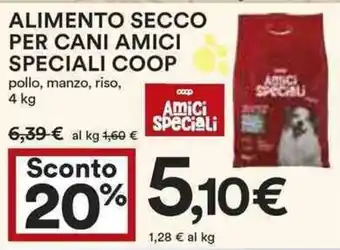 Coop Alimento secco per cani amici speciali coop pollo, manzo, riso, offerta