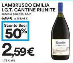 Coop Lambrusco emilia i.g.t. cantine riunite secco o amabile, offerta