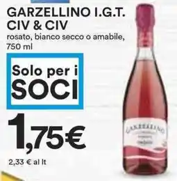 Coop Garzellino i.g.t. civ & civ rosato, bianco secco o amabile, offerta