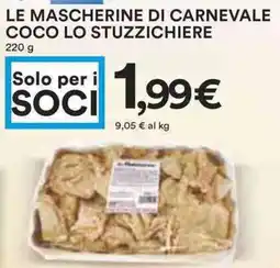 Coop Le mascherine di carnevale coco lo stuzzichiere offerta