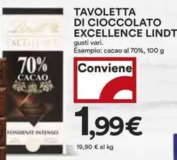 Coop Tavoletta di cioccolato excellence lindt gusti vari. offerta