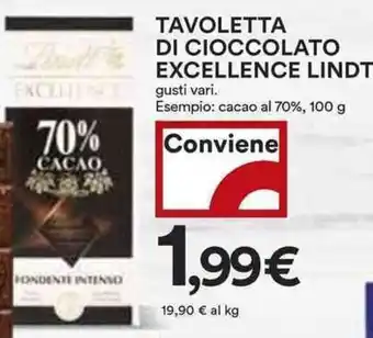 Coop Tavoletta di cioccolato excellence lindt gusti vari. offerta