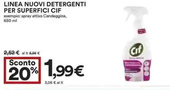 Coop Linea nuovi detergenti per superfici cif offerta