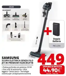 Comet SAMSUNG SCOPA ELETTRICA SENZA FILO JET 85 PREMIUM VS20C852FTB offerta