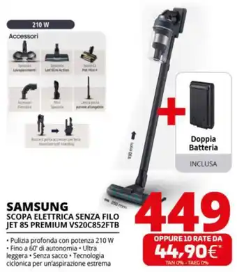 Comet SAMSUNG SCOPA ELETTRICA SENZA FILO JET 85 PREMIUM VS20C852FTB offerta