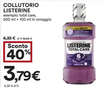 Coop Collutorio listerine esempio: total care, in omaggio offerta