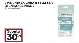 Coop Linea per la cura e bellezza del viso clinians tipi e formati vari offerta