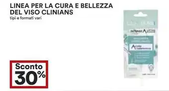 Coop Linea per la cura e bellezza del viso clinians tipi e formati vari offerta