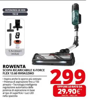 Comet ROWENTA SCOPA RICARICABILE X-FORCE FLEX 13.60 RH9A32WO offerta