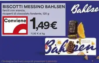 Coop Biscotti messino bahlsen farciti con arancia, ricoperti di cioccolato fondente, offerta