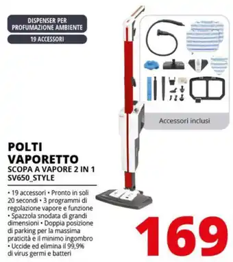 Comet POLTI VAPORETTO SCOPA A VAPORE 2 IN 1 SV650_STYLE offerta