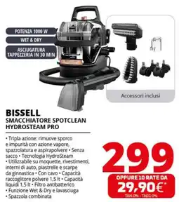 Comet BISSELL SMACCHIATORE SPOTCLEAN HYDROSTEAM PRO offerta