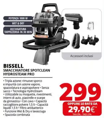 Comet BISSELL SMACCHIATORE SPOTCLEAN HYDROSTEAM PRO offerta