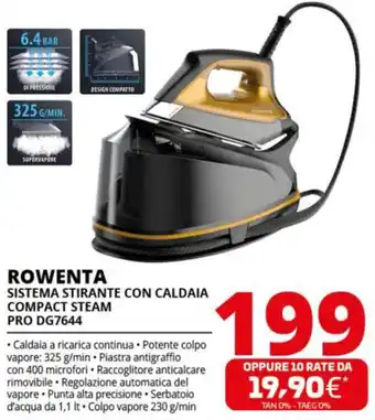 Comet ROWENTA SISTEMA STIRANTE CON CALDAIA COMPACT STEAM PRO DG7644 offerta