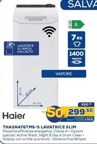 Euronics Haier THASN476TM5-S LAVATRICE SLIM offerta