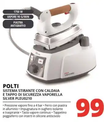 Comet POLTI SISTEMA STIRANTE CON CALDAIA E TAPPO DI SICUREZZA VAPORELLA SILVER PLEU0210 offerta