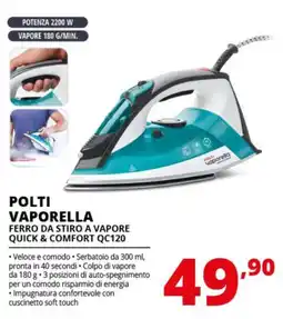 Comet POLTI VAPORELLA FERRO DA STIRO A VAPORE QUICK & COMFORT QC120 offerta