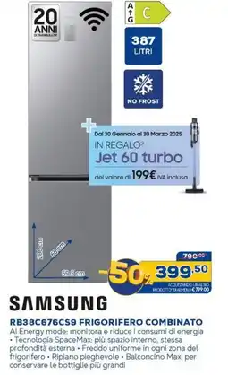 Euronics SAMSUNG RB38C676CS9 FRIGORIFERO COMBINATO offerta