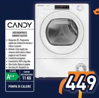 Unieuro CANDY ASCIUGATRICE CROEH11A2TES offerta