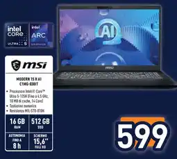 Unieuro msi MODERN 15 H AI C1MG-030IT offerta