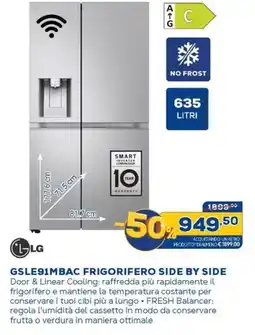 Euronics Gsle91mbac frigorifero side by side offerta