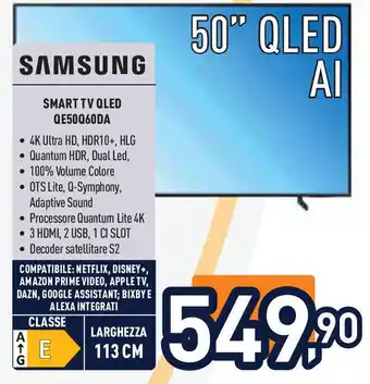 Unieuro SAMSUNG SMART TV QLED QE50Q60DA offerta