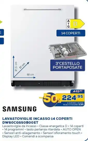 Euronics SAMSUNG LAVASTOVIGLIE INCASSO 14 COPERTI DW60CG550B00ET offerta