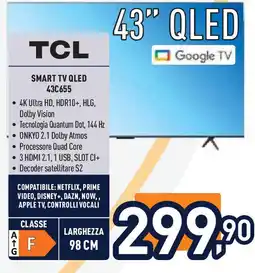 Unieuro TCL SMART TV QLED 43C655 offerta