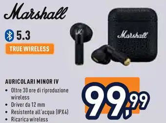 Unieuro Marshall auricolari minor iv offerta