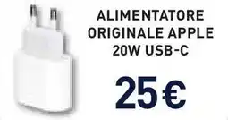 Unieuro Alimentatore originale apple 20W USB-C offerta