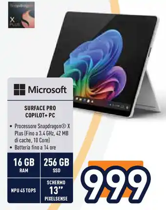 Unieuro Microsoft surface pro copilot+ pc offerta