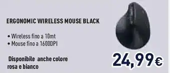 Unieuro Ergonomic wireless mouse black offerta