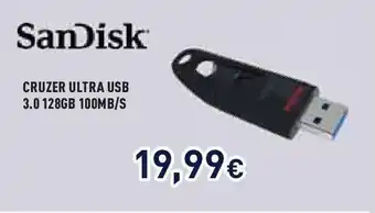 Unieuro SanDisk CRUZER ULTRA USB 3.0 128GB 100MB/S offerta