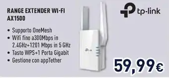 Unieuro RANGE EXTENDER WI-FI AX1500 offerta