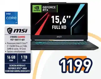 Unieuro msi CYBORG GAMING 957-15K111-601 offerta