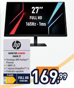 Unieuro hp MONITOR GAMING OMEN 27 offerta