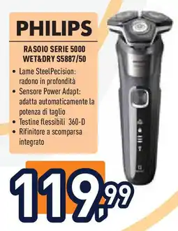 Unieuro PHILIPS RASOIO SERIE 5000 WET&DRY S5887/50 offerta