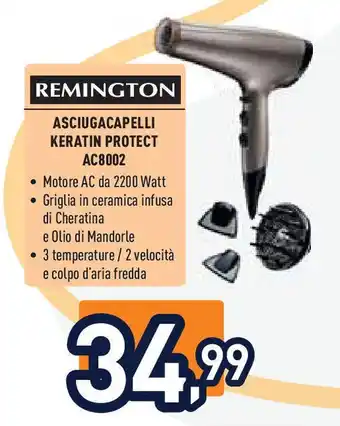 Unieuro REMINGTON ASCIUGACAPELLI KERATIN PROTECT AC8002 offerta