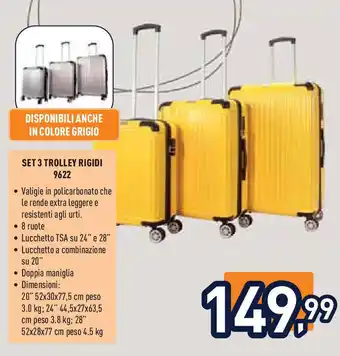 Unieuro SET 3 TROLLEY RIGIDI 9622 offerta