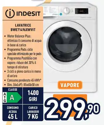 Unieuro INDESIT LAVATRICE BWE71496XWVIT offerta